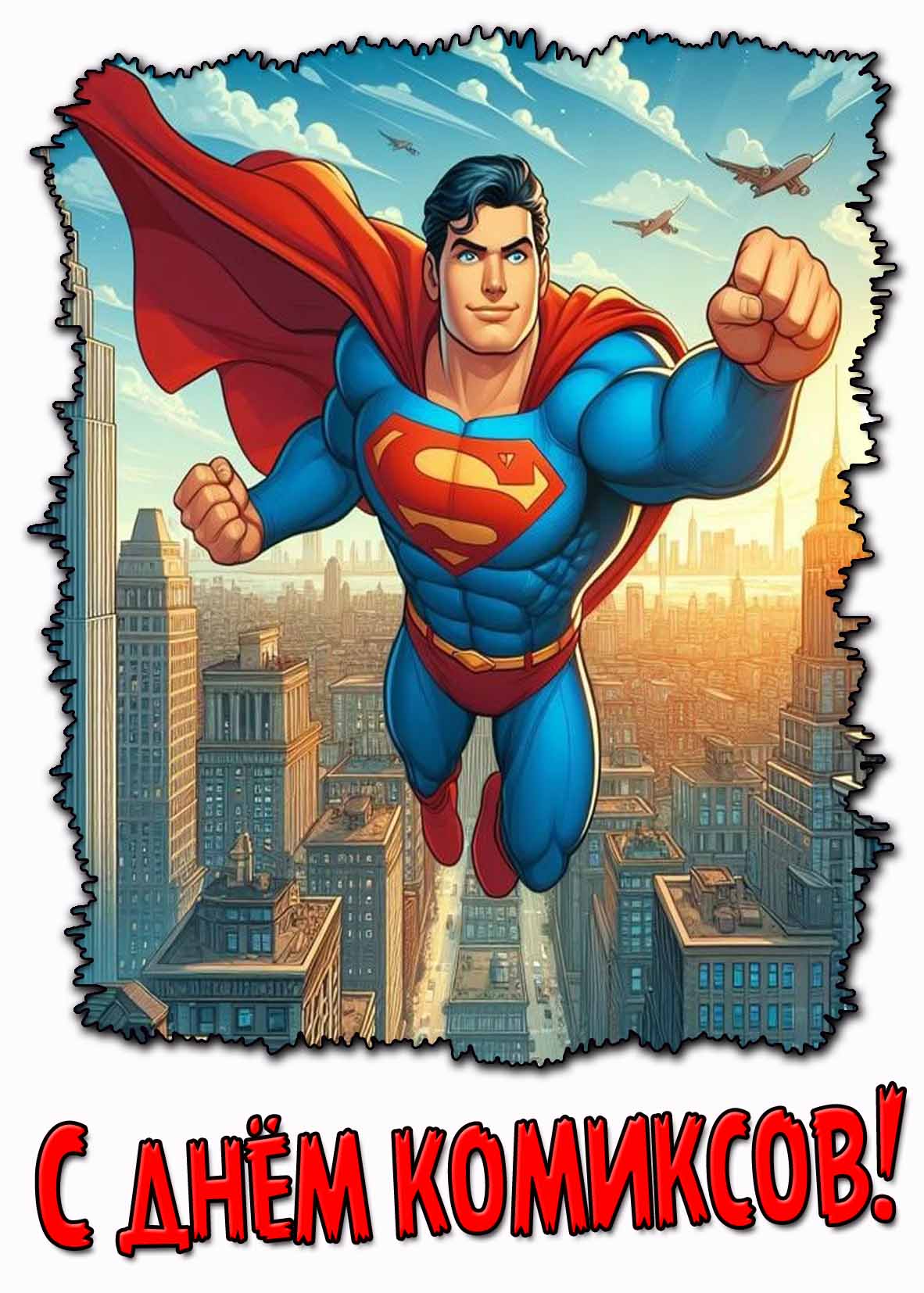 С днём комиксов! - красивая картинка с суперменом
