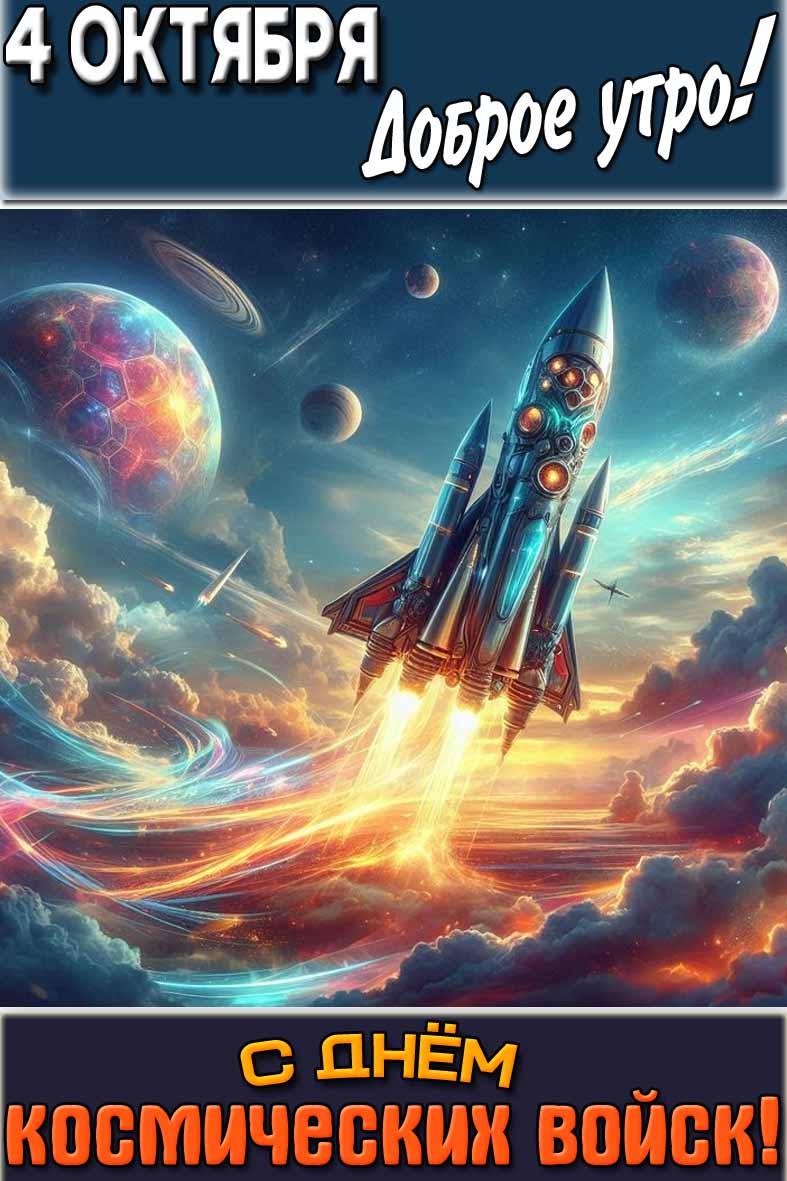 Картинка "4 октября доброе утро! С днём космических войск!"