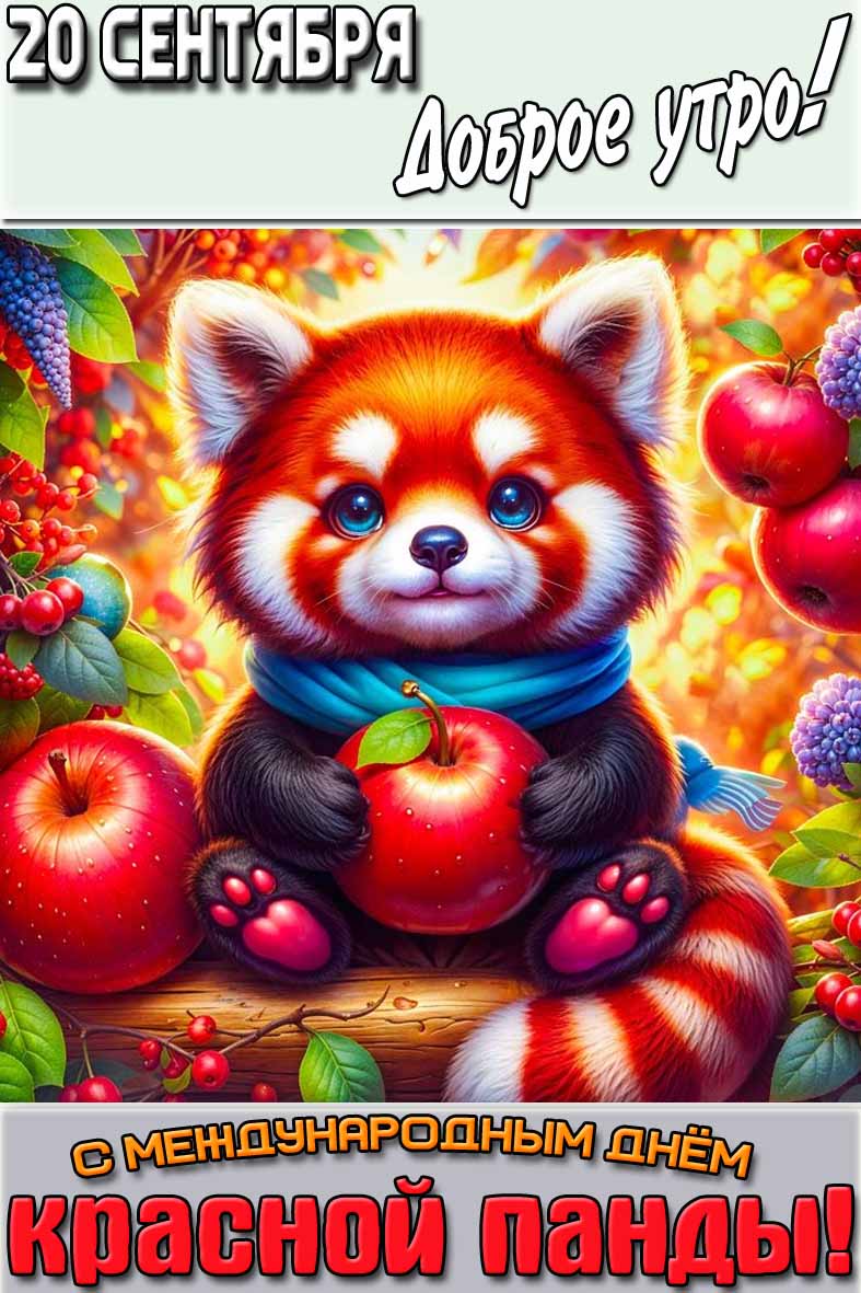 Красивая картинка "20 сентября доброе утро! С Международным днём красной панды!"