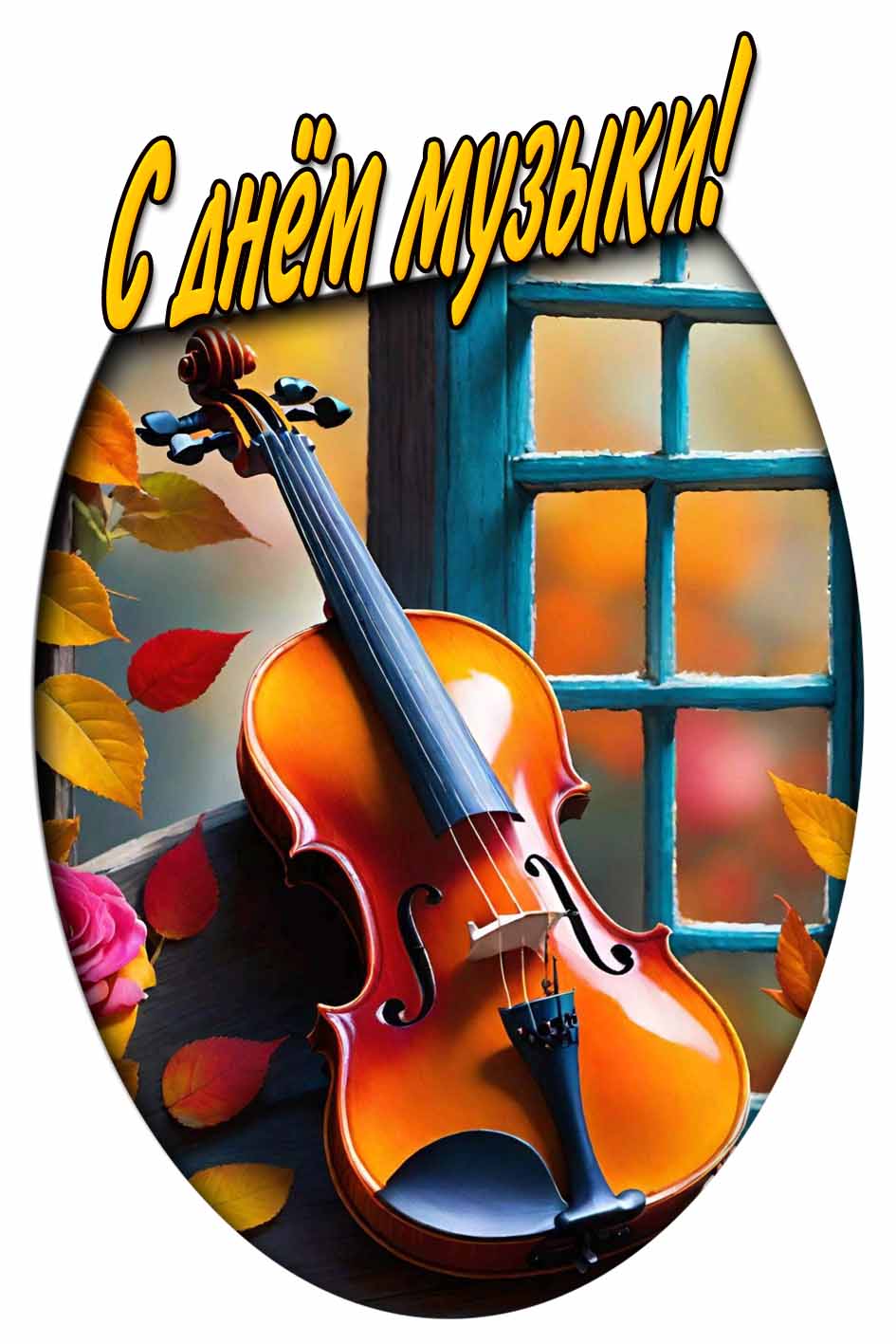 С днём музыки! - осенняя картинка со скрипкой