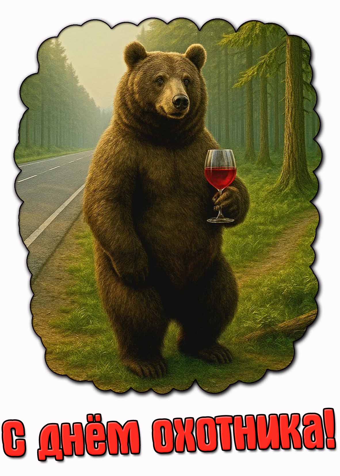 С днём охотника! - смешная картинка с медведем