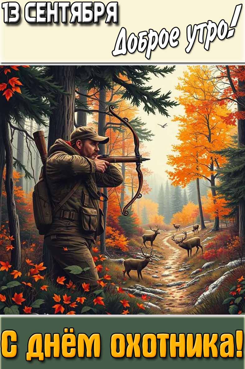 Осенняя картинка "13 сентября доброе утро! С днём охотника!"