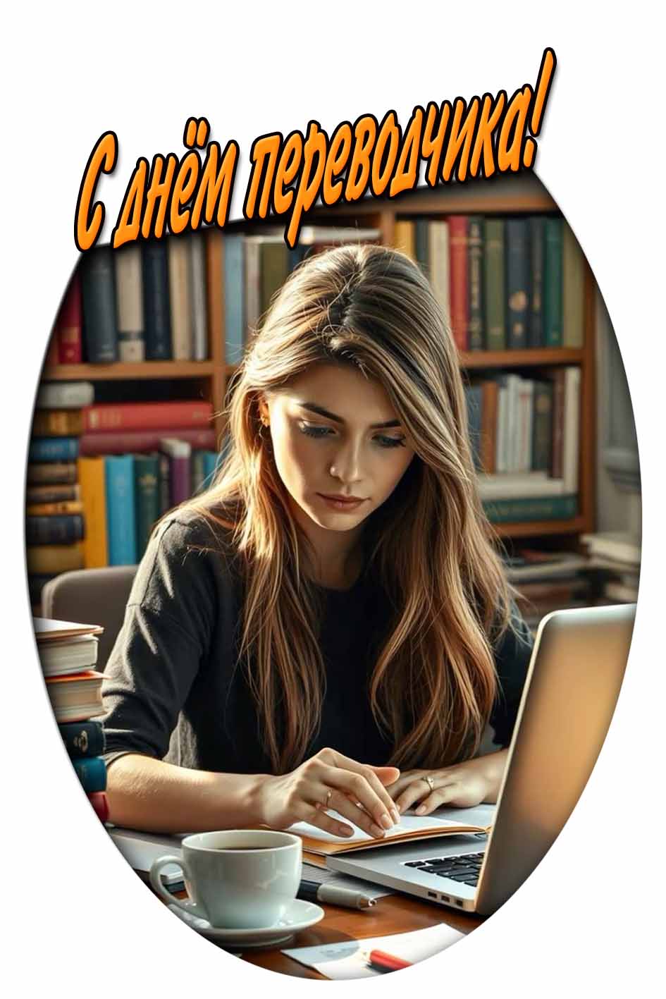 С днём переводчика! - открытка с девушкой