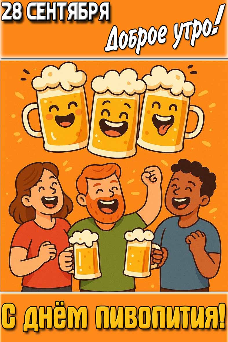 Открытка "8 сентября доброе утро! С днём пивопития!"