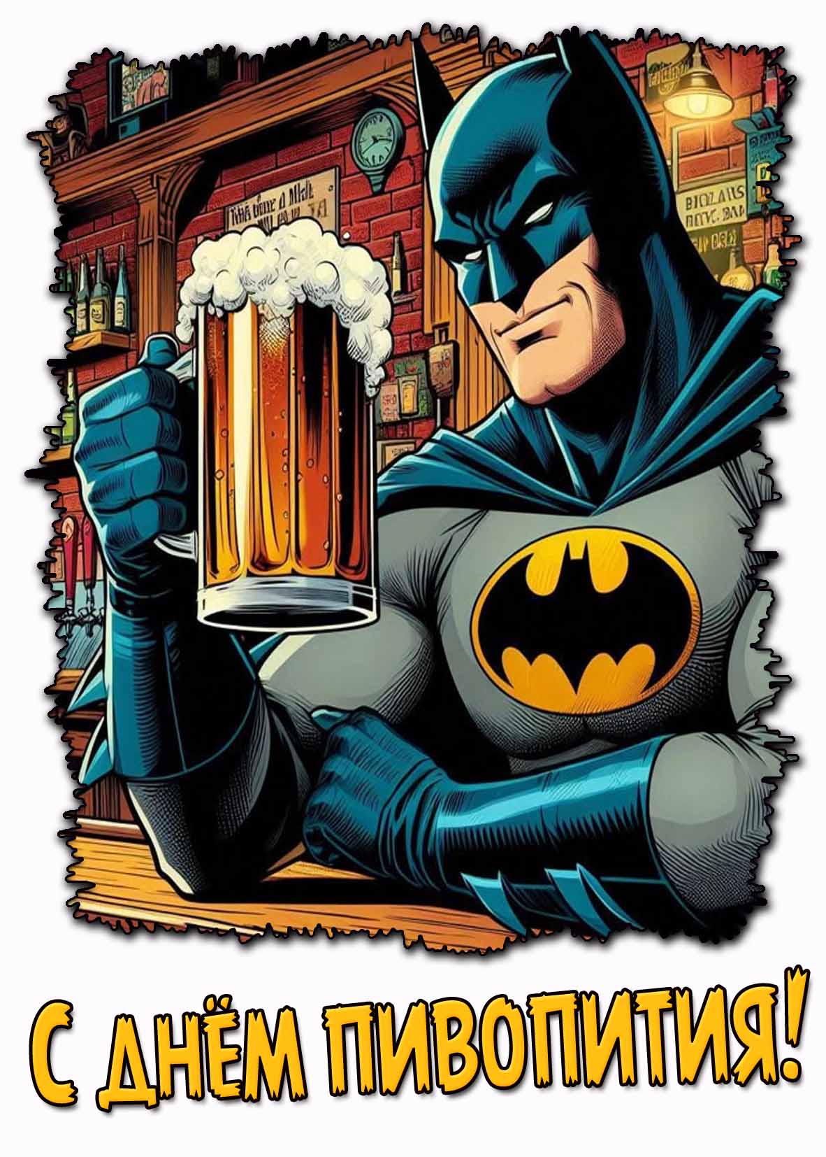 Мультяшная открытка с днём пивопития