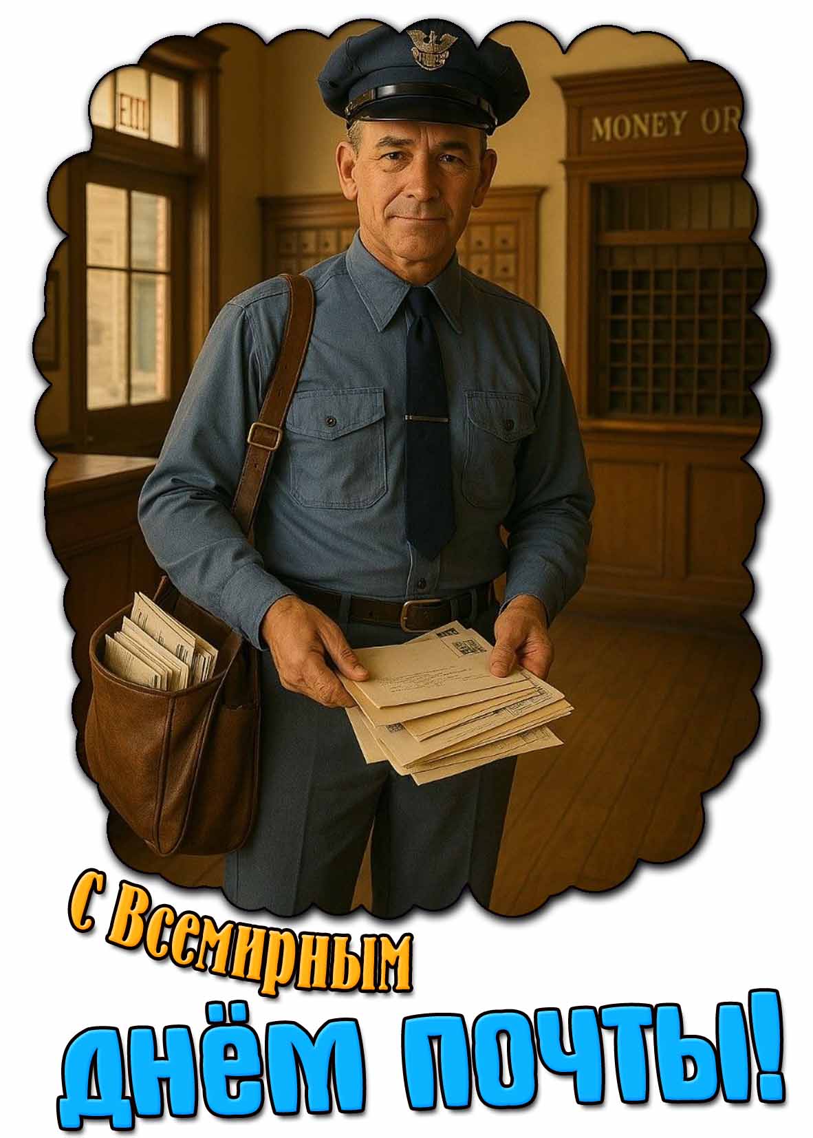 Красивая открытка с Всемирным днём почты