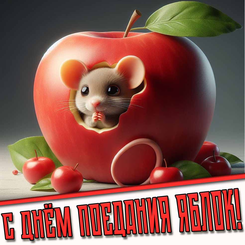 С днём поедания яблок! - прикольная открытка