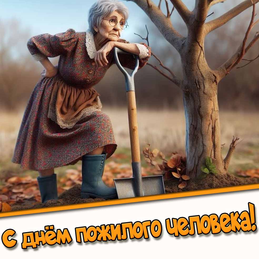 Прикольная открытка с днём пожилого человека