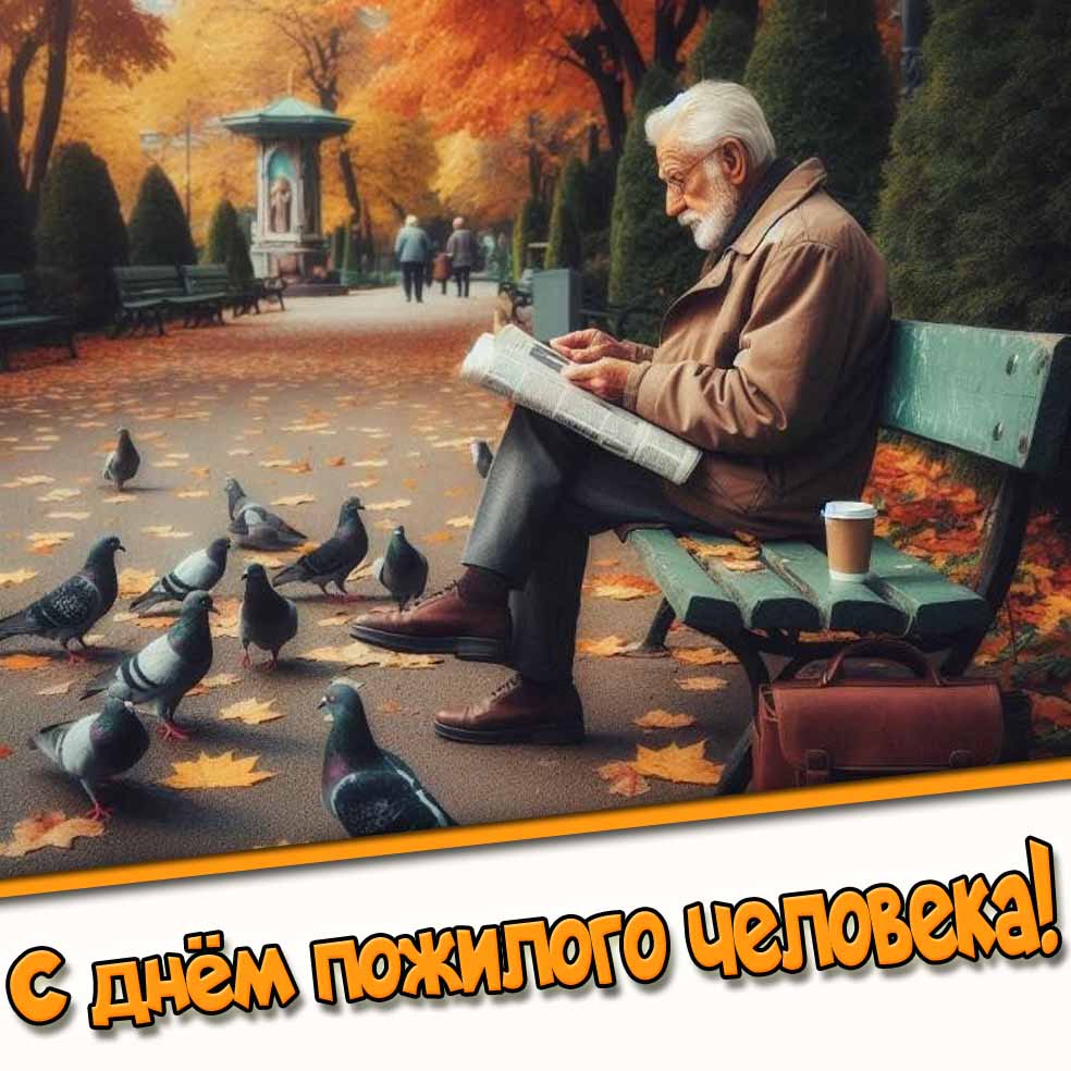 Осенняя открытка с днём пожилого человека для мужчины