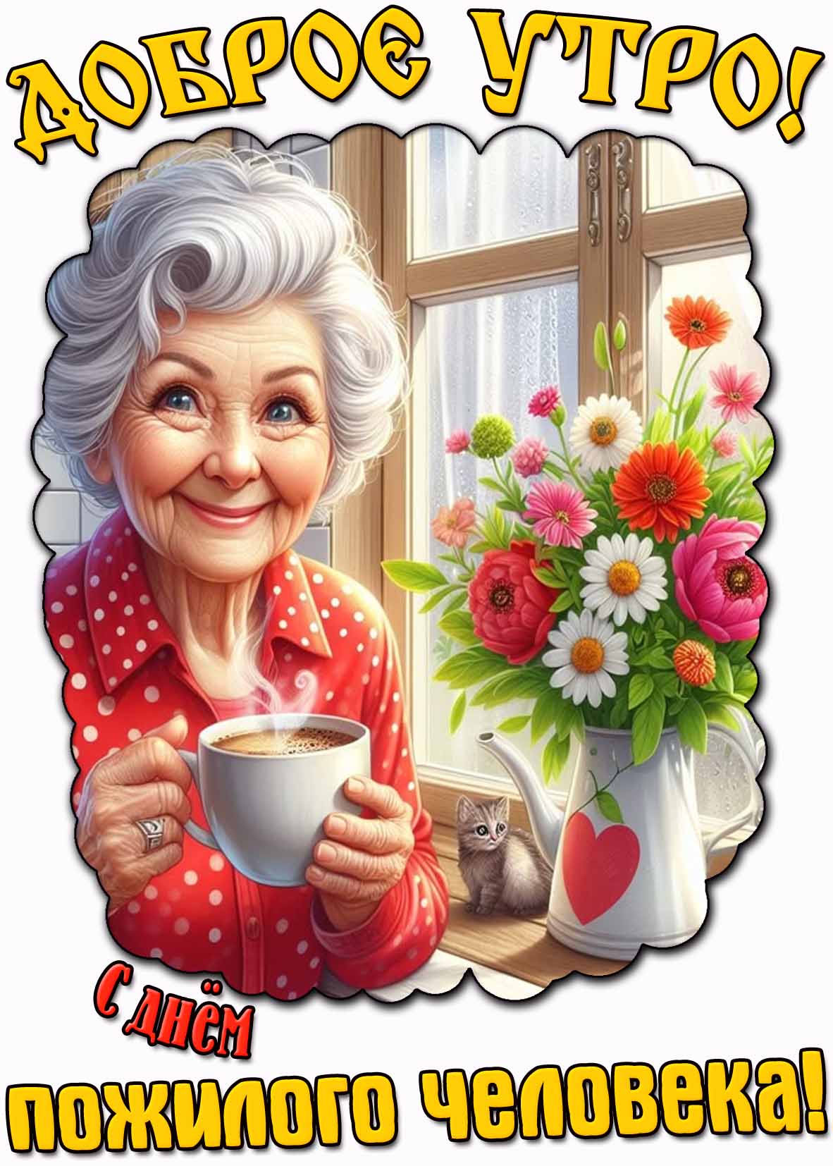 Картинка "Доброе утро! С днём пожилого человека!"