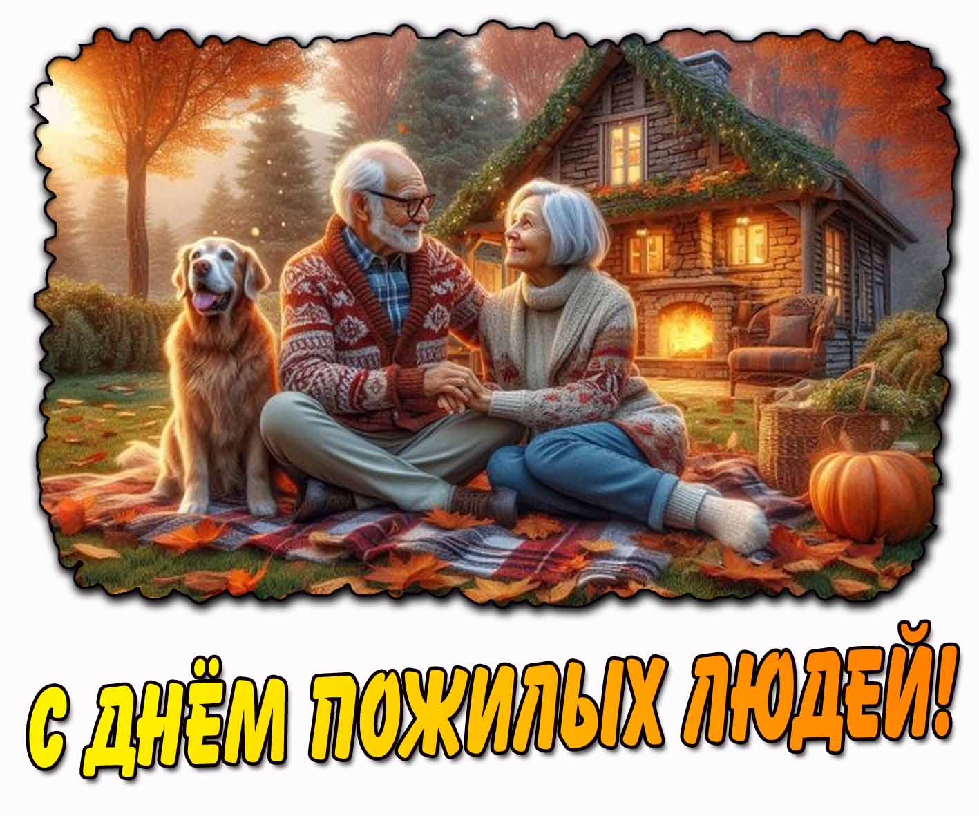 С днём пожилых людей! - осенняя картинка