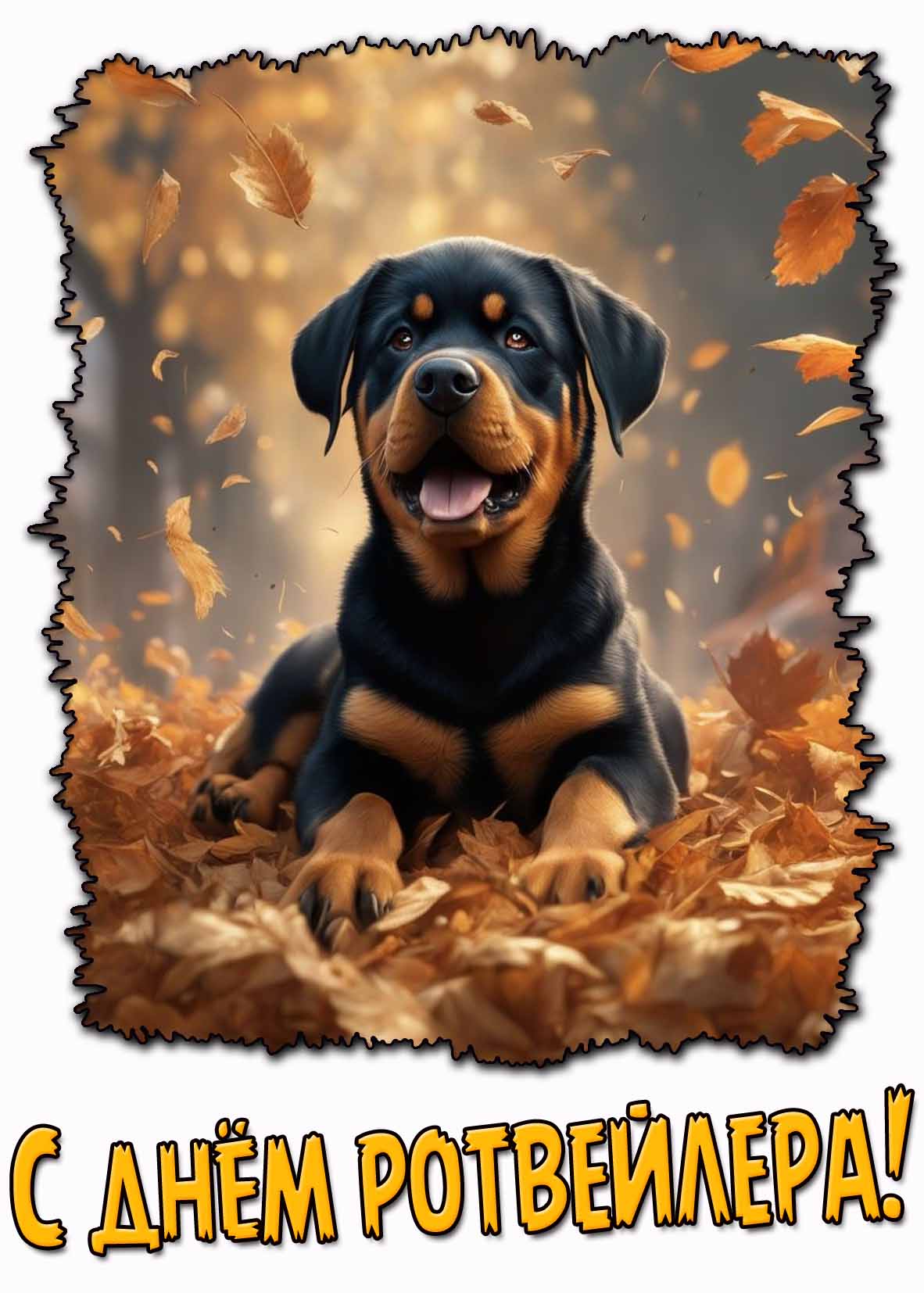 Красивая осенняя картинка с днём ротвейлера