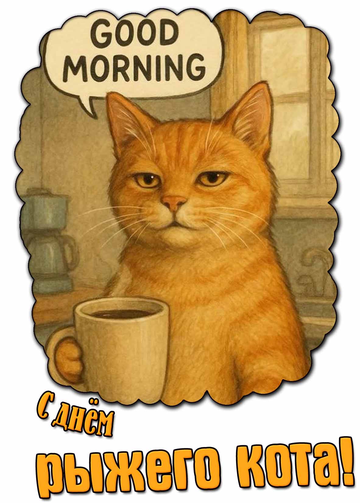 Картинка "Good Morning! С днём рыжего кота!"