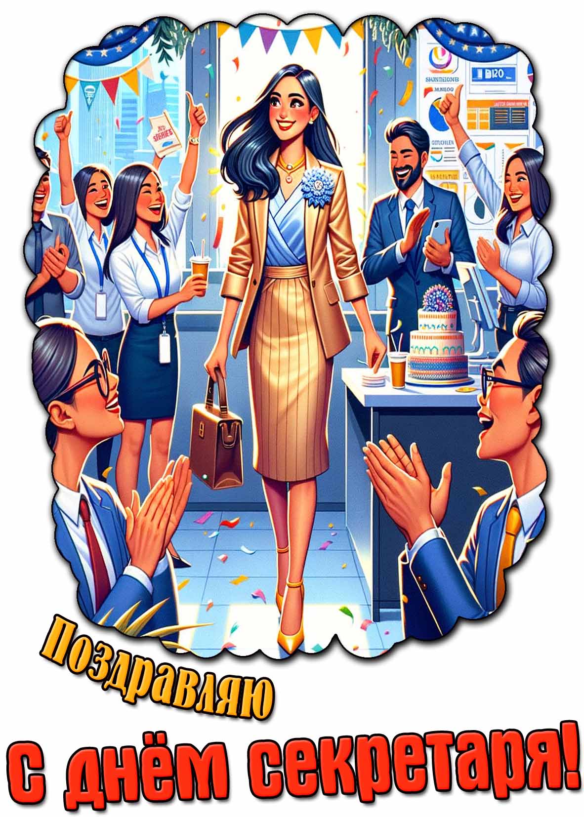 Красивая открытка "Поздравляю с днём секретаря!"