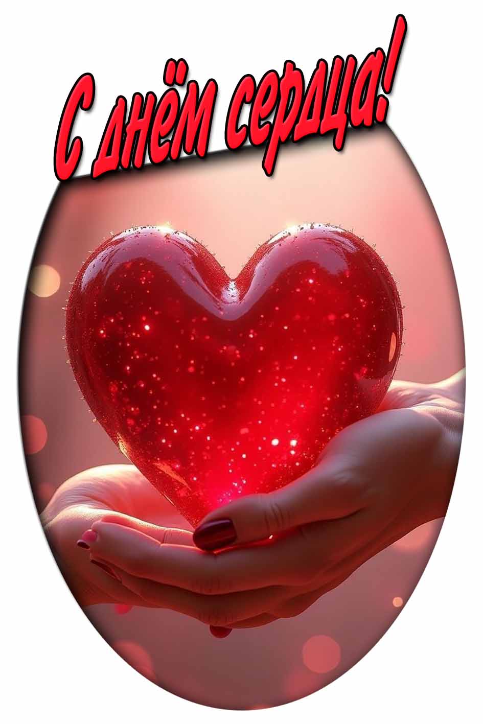 С днём сердца! - вертикальная картинка