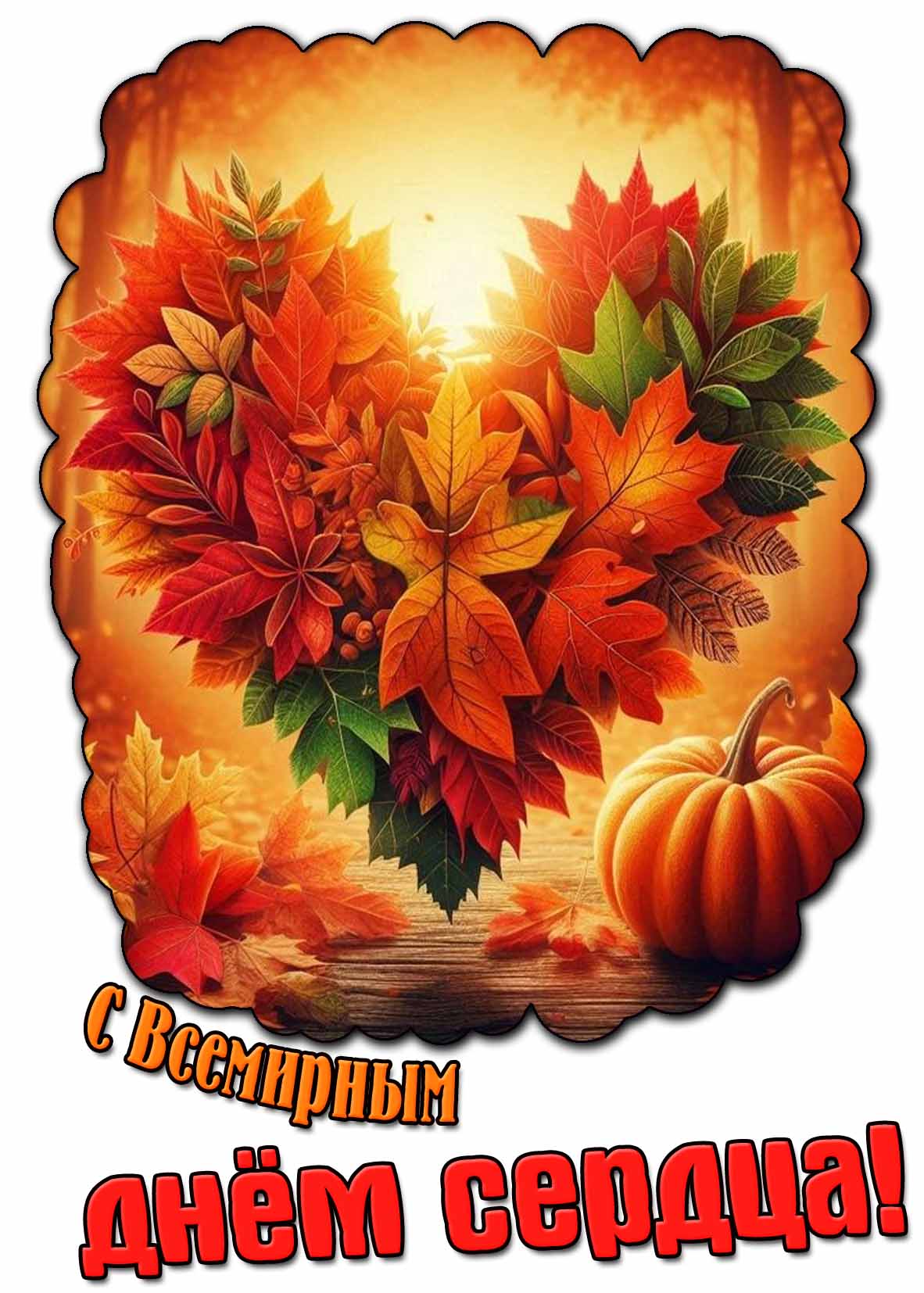 Красивая осенняя картинка с днём сердца