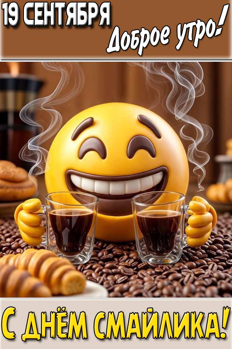 Картинка "19 сентября доброе утро! С днём смайлика!"
