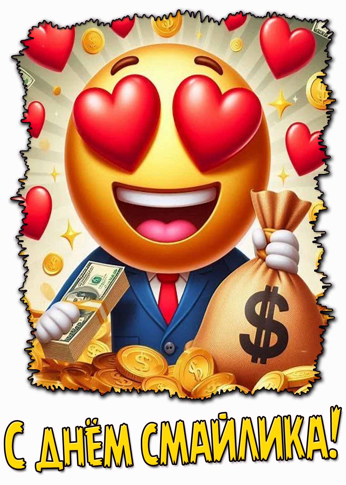 Красивая открытка с днём смайлика