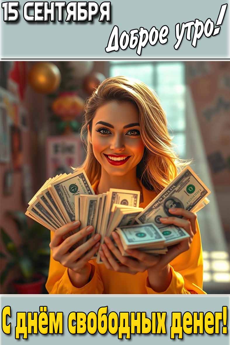 Картинка "15 сентября доброе утро! С днём свободных денег!"