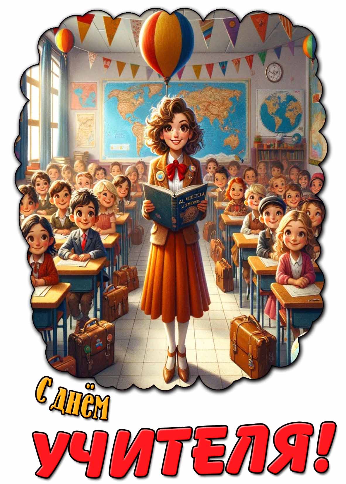 Прикольная открытка с днём учителя
