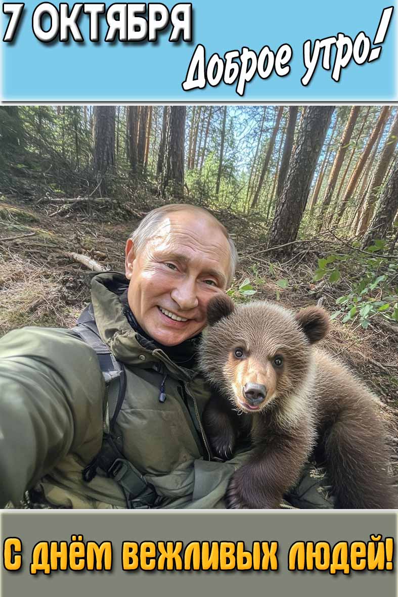 Открытка "7 октября доброе утро! С днём вежливых людей!"