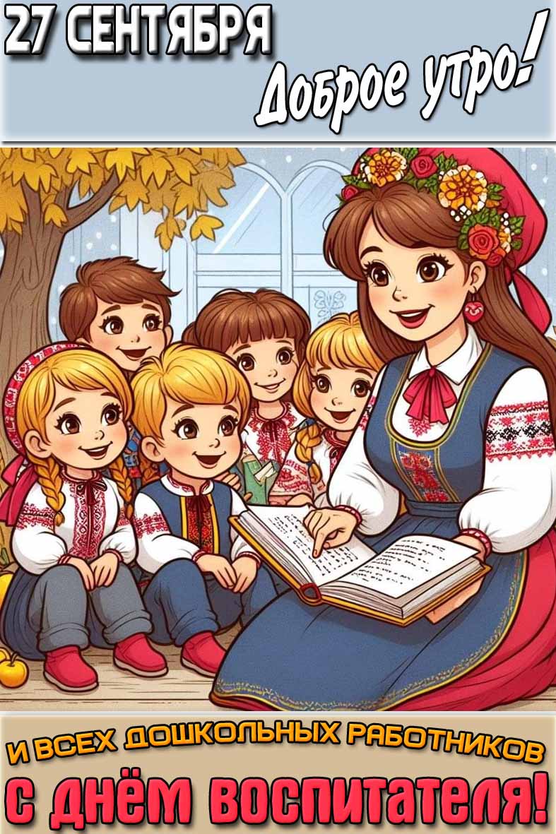 Картинка "27 сентября доброе утро! С днём воспитателя и всех дошкольных работников!"