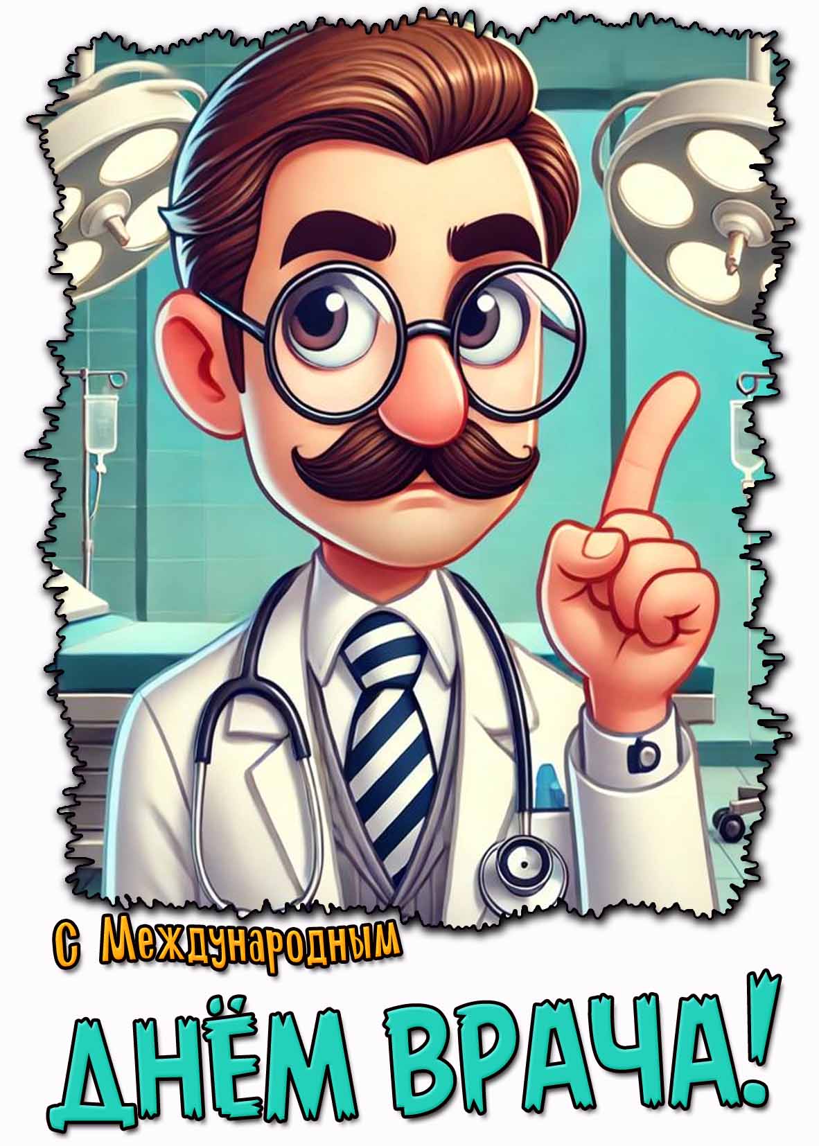Прикольная открытка с Международным днём врача