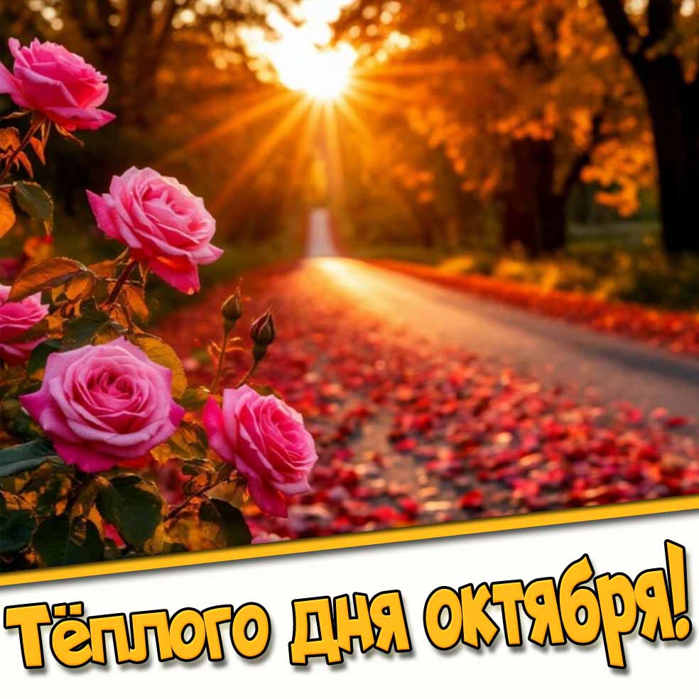 Тёплого дня октября! - открытка с розами