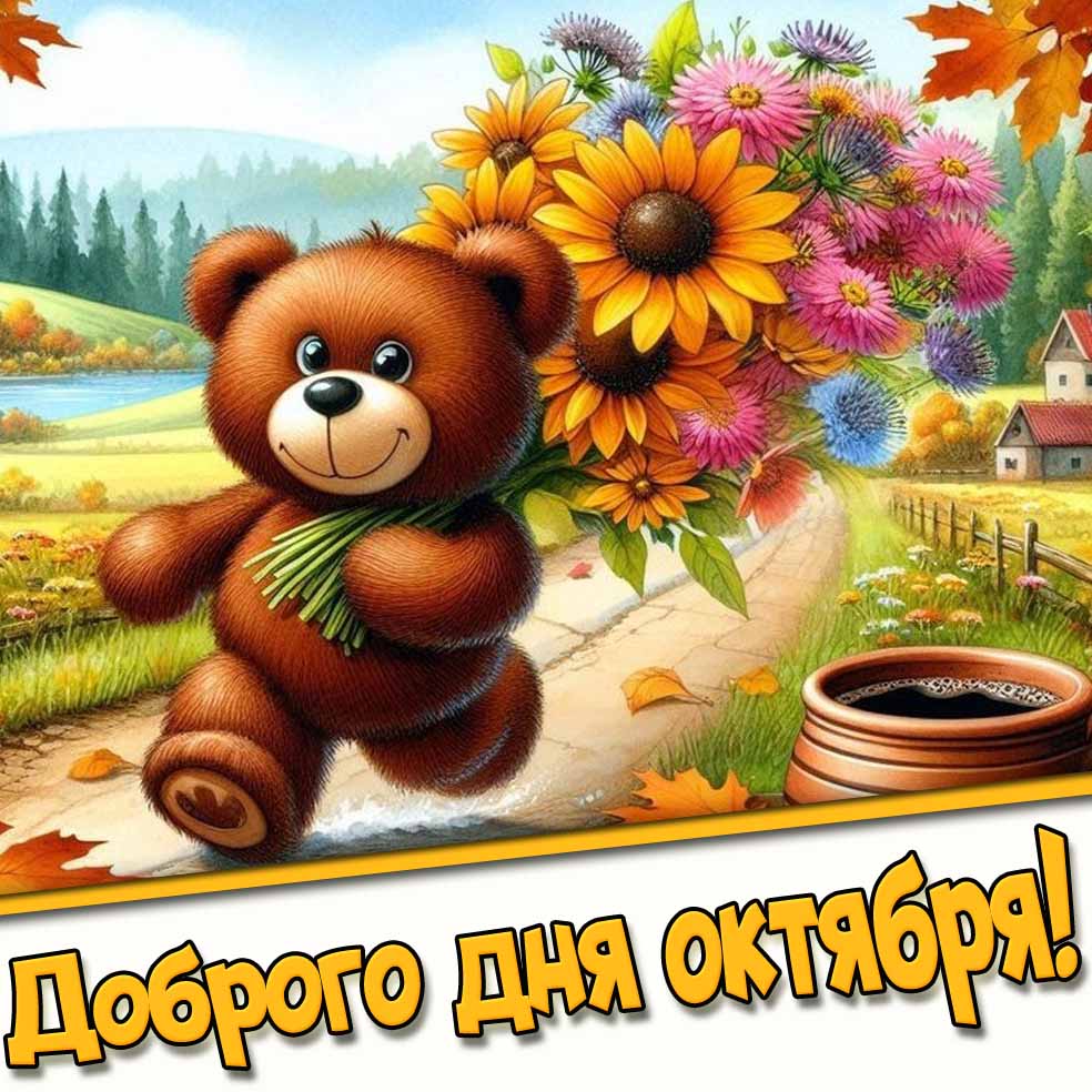 Прикольная открытка доброго дня октября