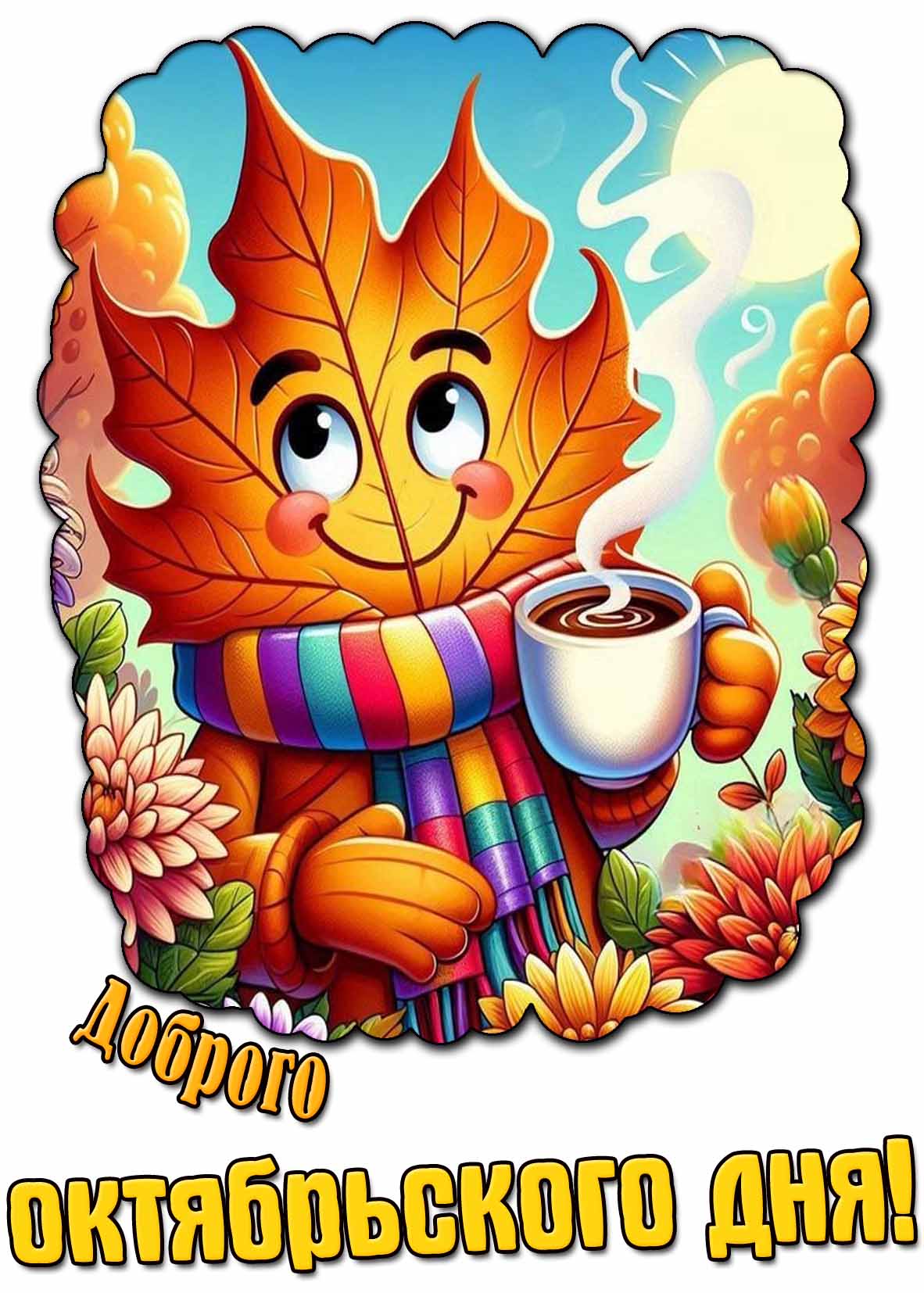 Красивая открытка доброго октябрьского дня