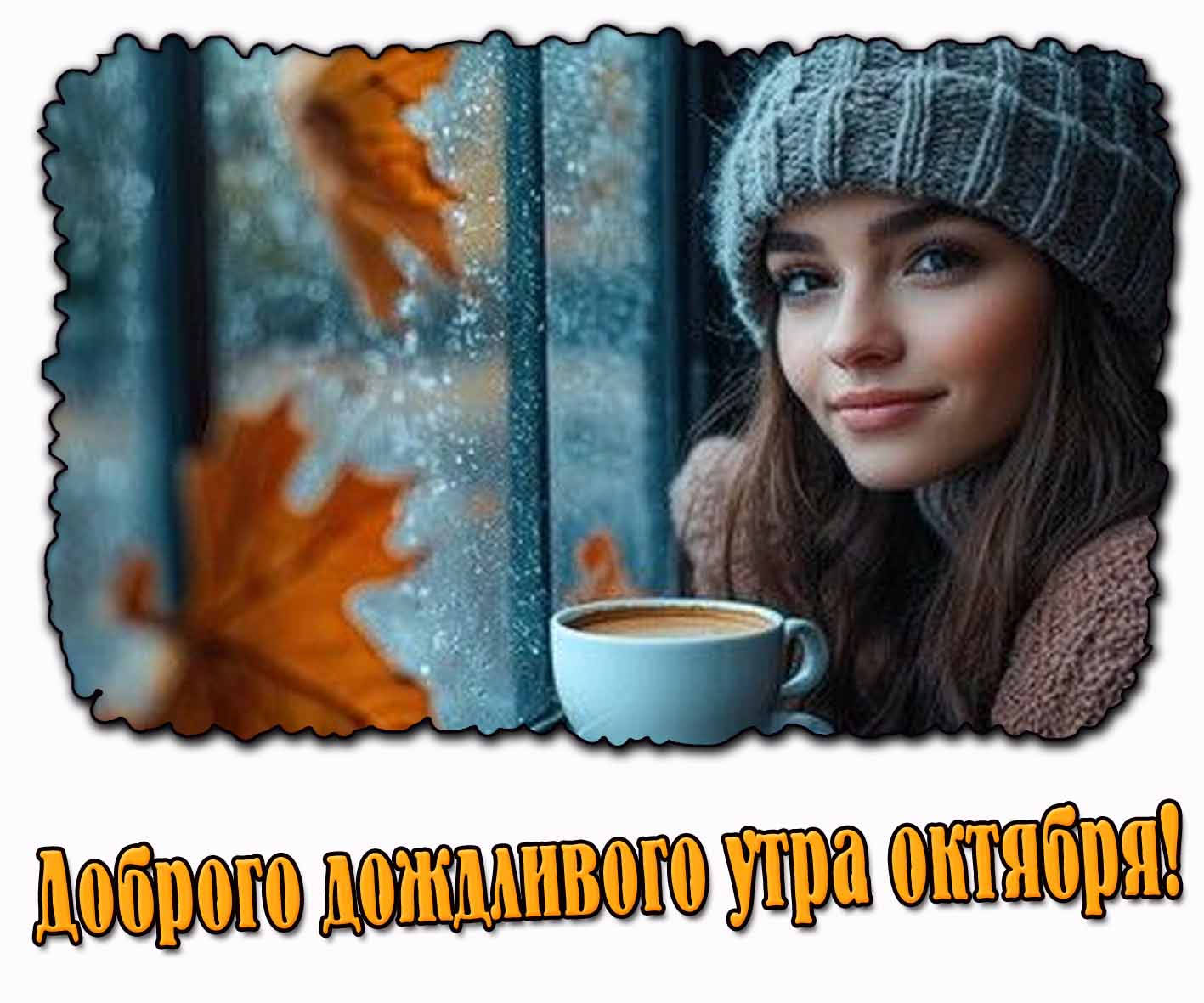 Доброго дождливого утра октября! - открытка с девушкой