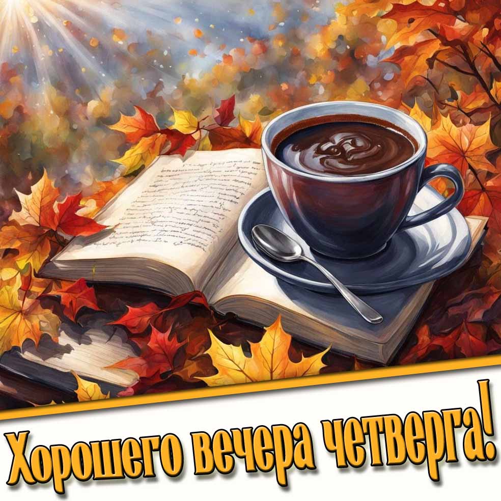 Хорошего вечера четверга! - осенняя картинка с кофе