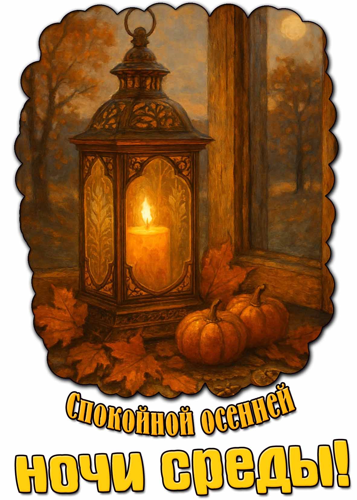 Открытка спокойной осенней ночи среды