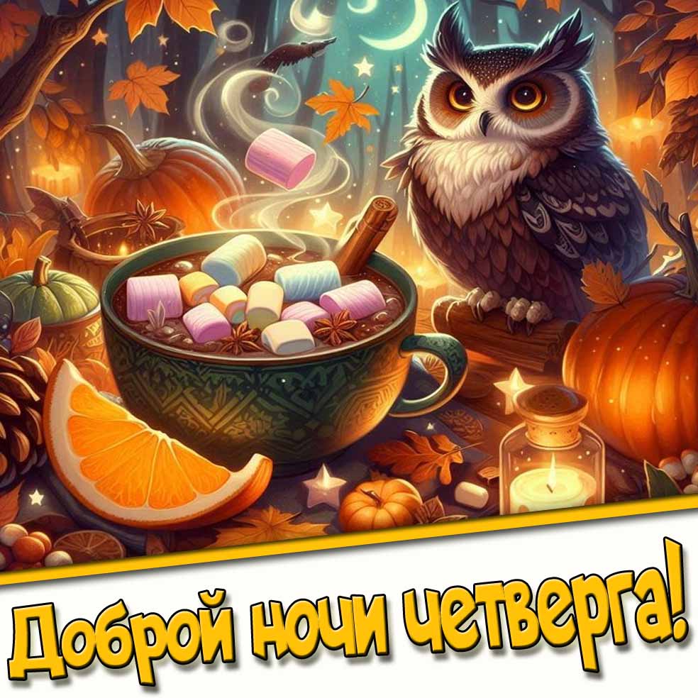 Доброй ночи четверга! - красивая осенняя открытка