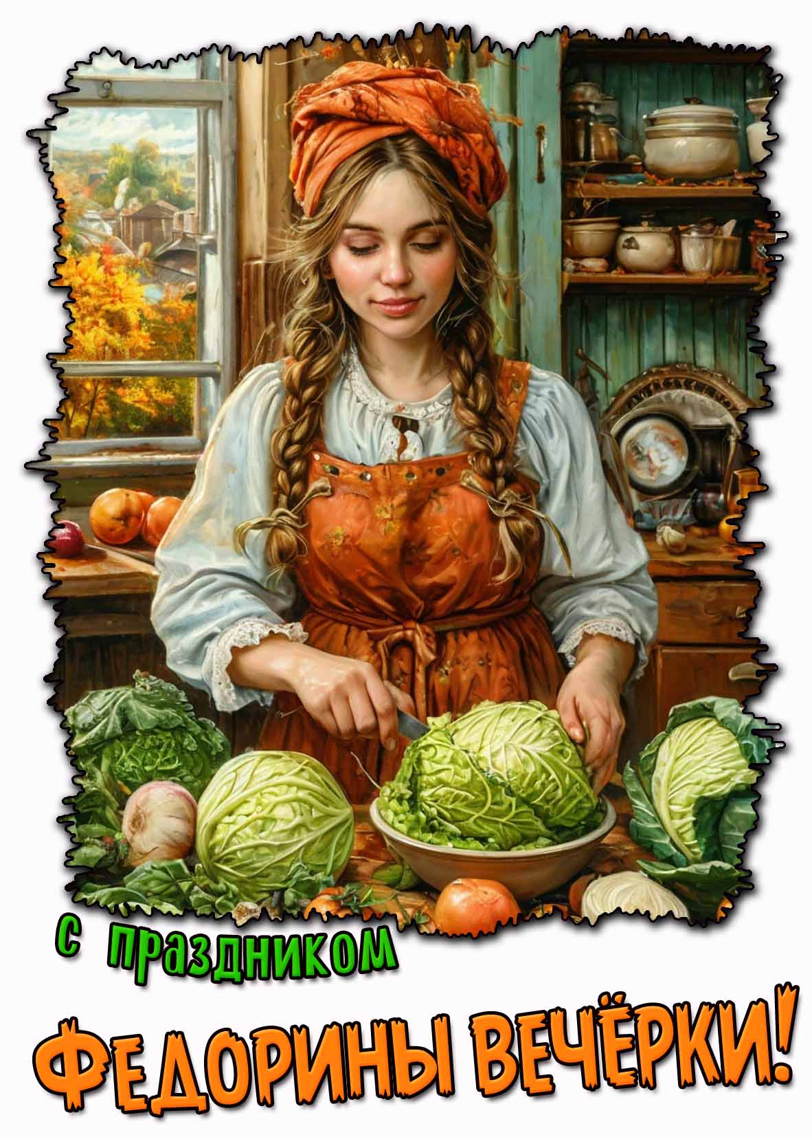 Красивая открытка с праздником Федорины вечёрки