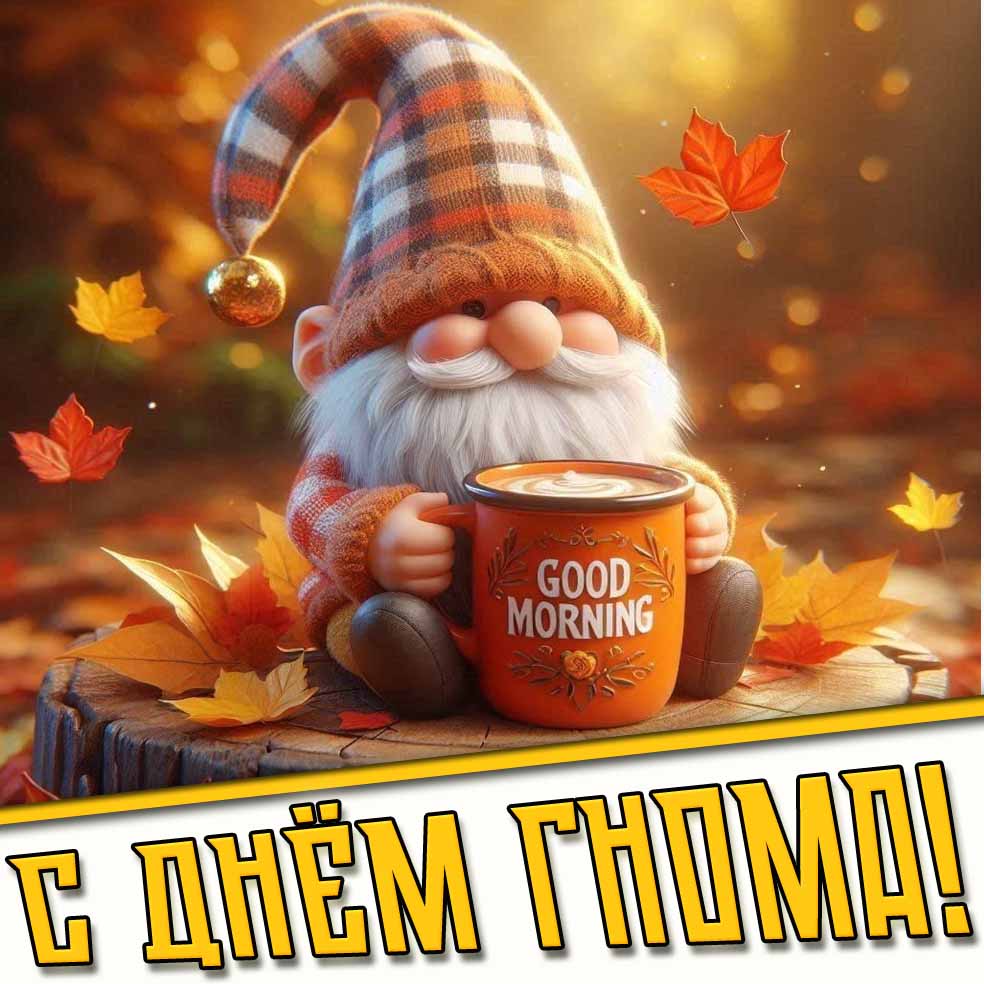 С днём гнома! - осенняя открытка