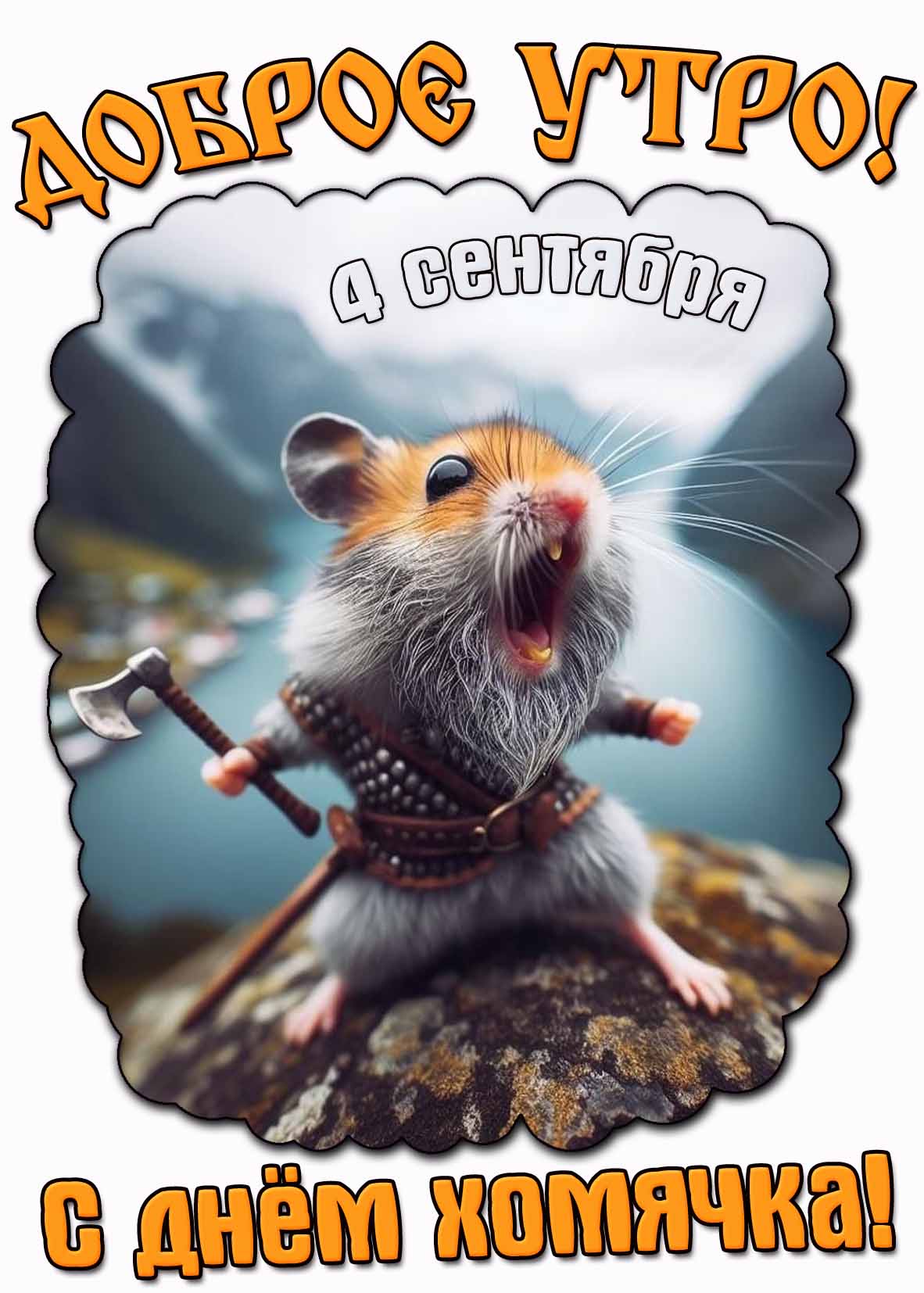 Открытка "Доброе утро! С днём хомячка" - 4 сентября