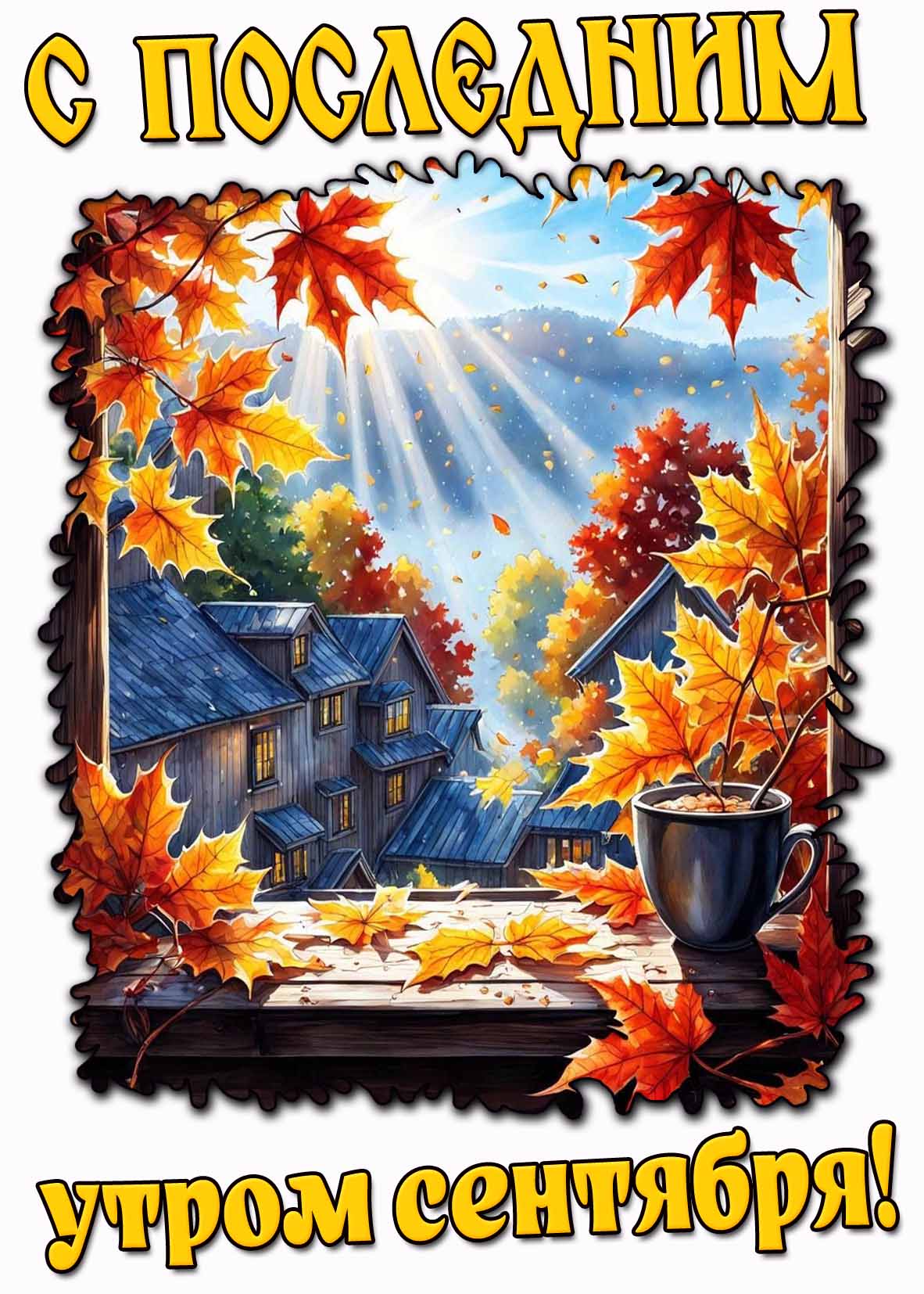 Открытка с последним утром сентября