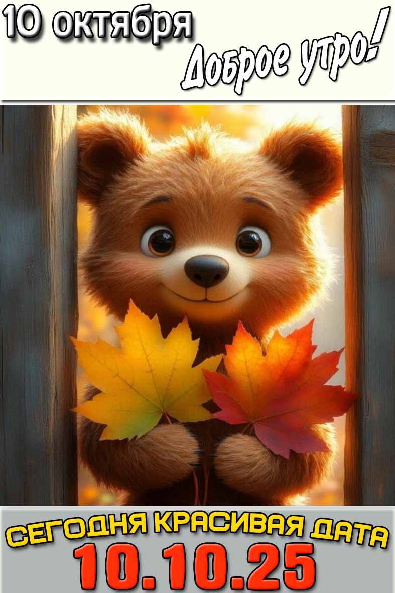 Картинка "10 октября доброе утро! Сегодня красивая дата 10.10.25"