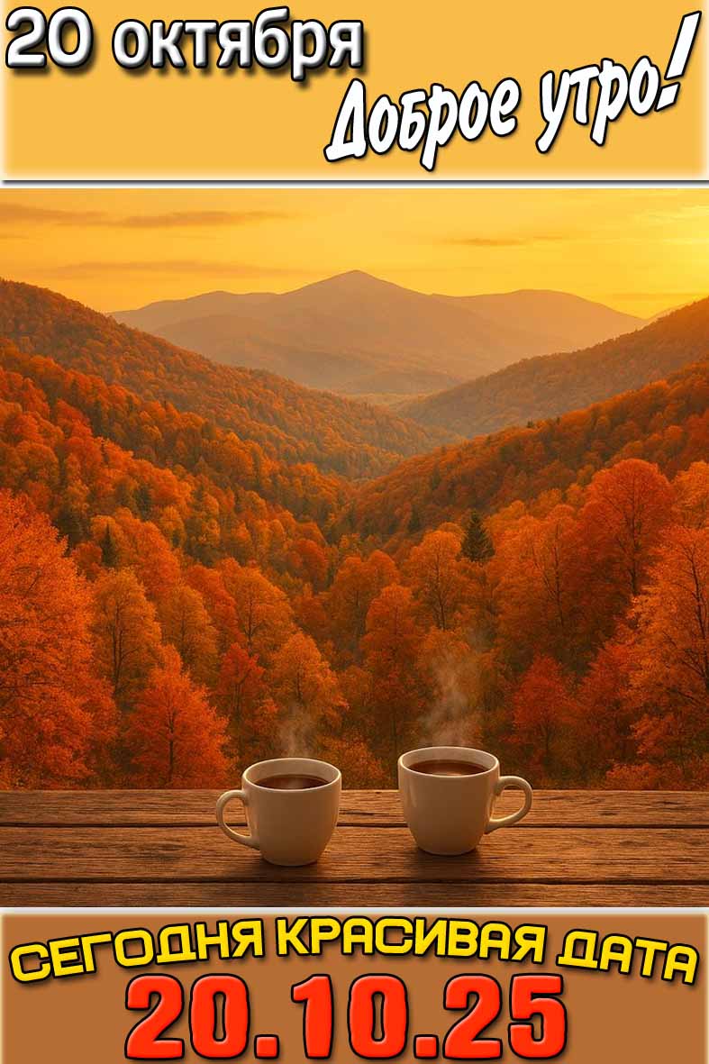 Картинка "20 октября доброе утро! Сегодня красивая дата 20.10.2025"