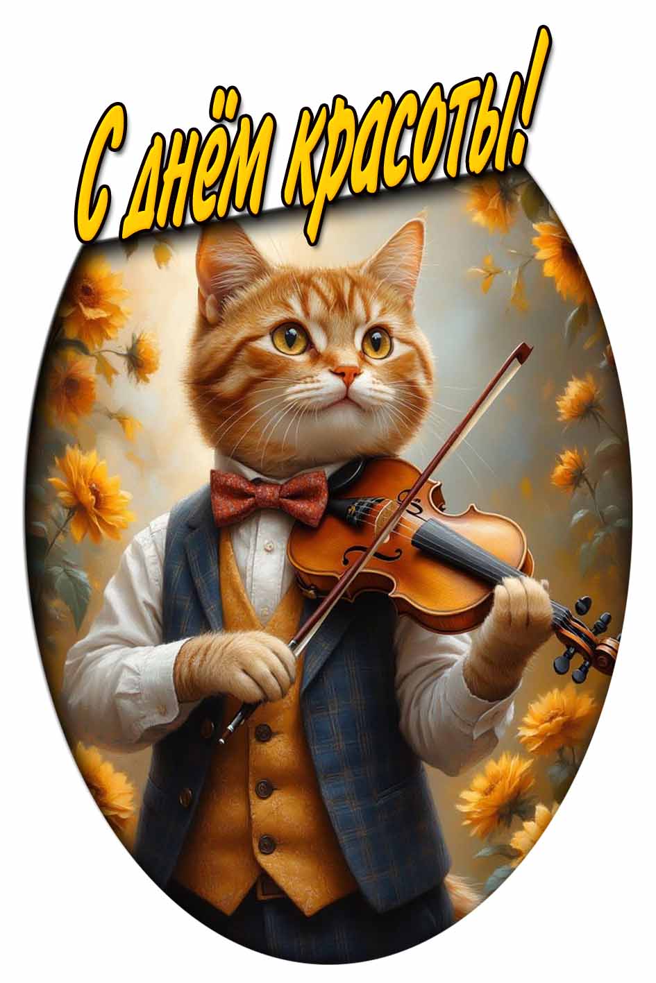 С днём красоты! - прикольная открытка с котом