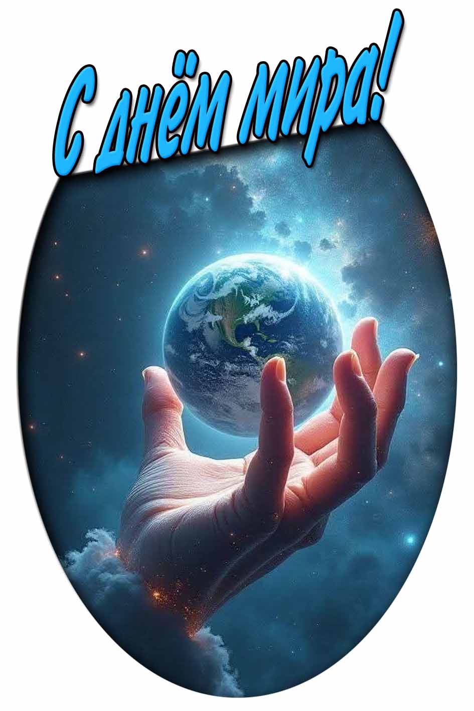 С днём мира! - открытка с планетой Земля