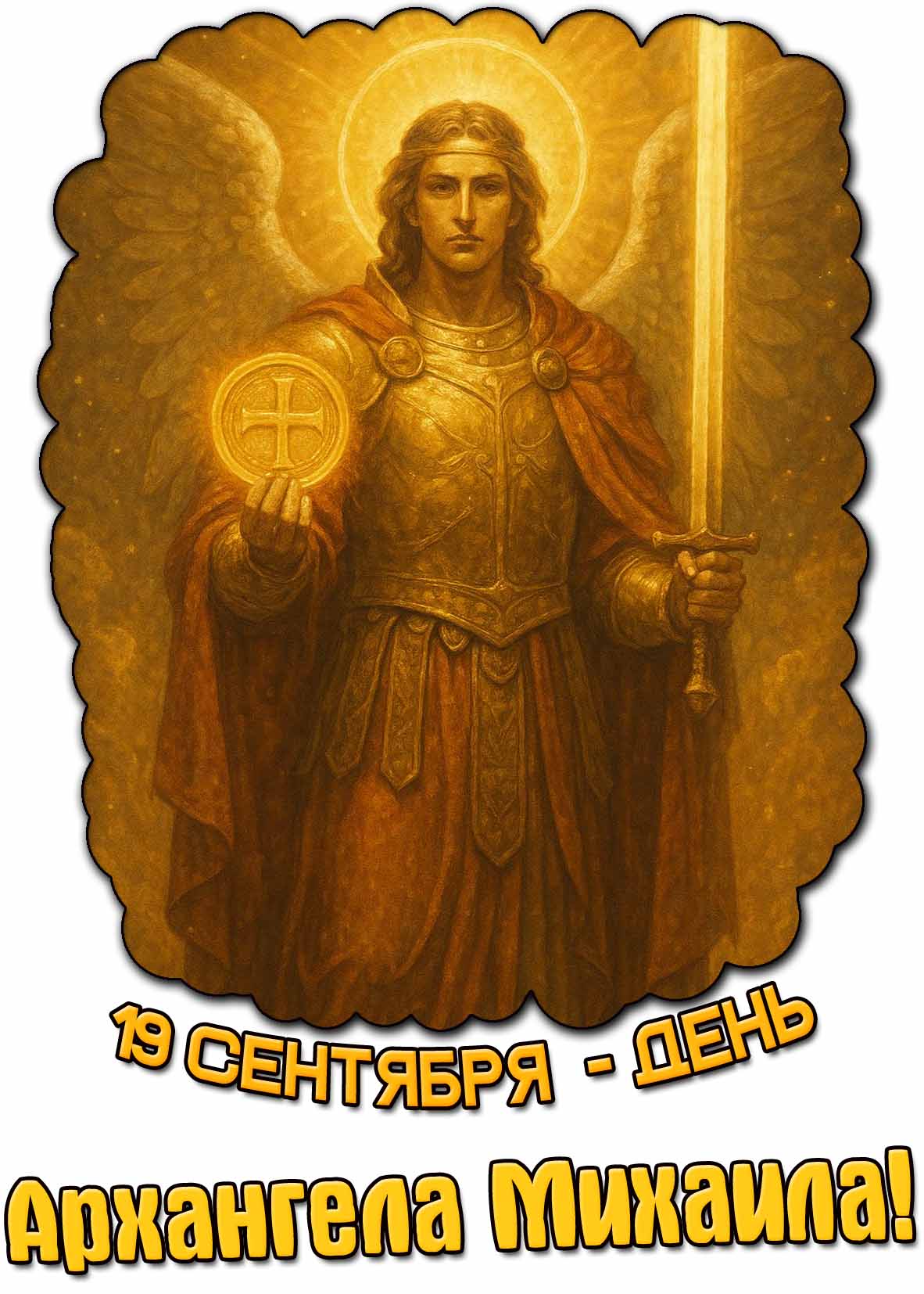 Красивая открытка 19 сентября - день Архангела Михаила