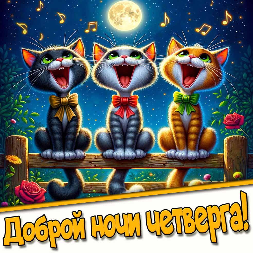 Доброй ночи четверга! - прикольная картинка с котами