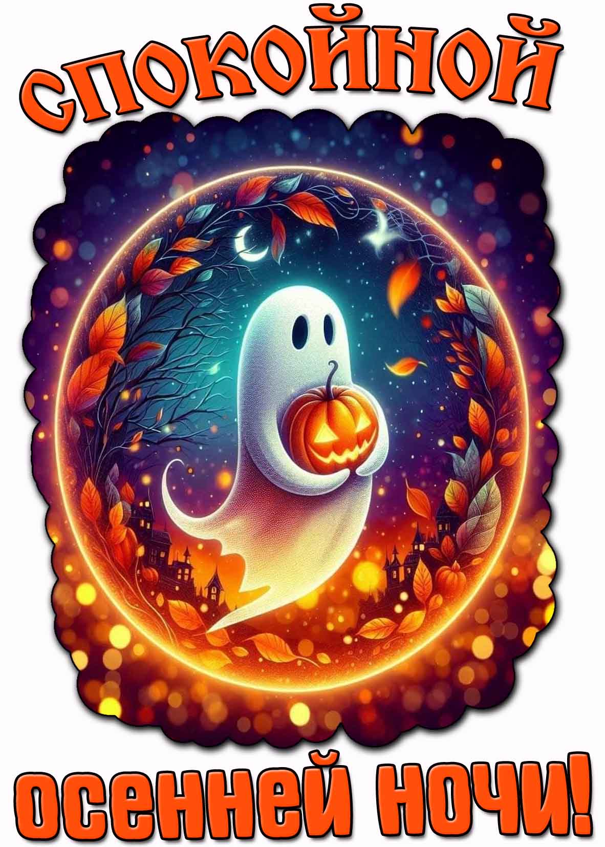 Открытка спокойной осенней ночи