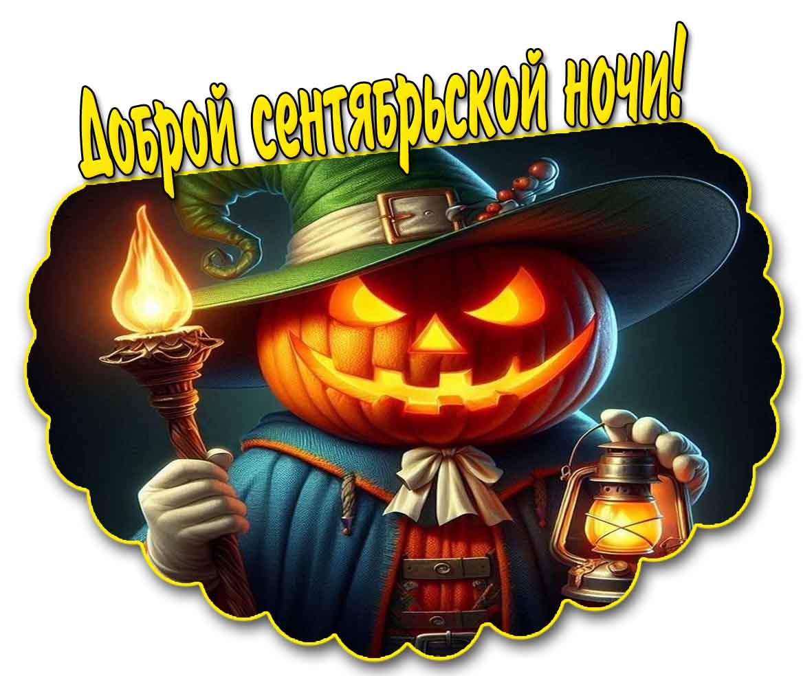 Доброй сентябрьской ночи! - открытка со злой тыквой