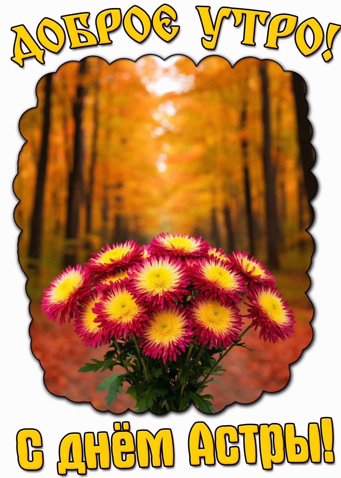Осенняя открытка "Доброе утро! С днём Астры!"
