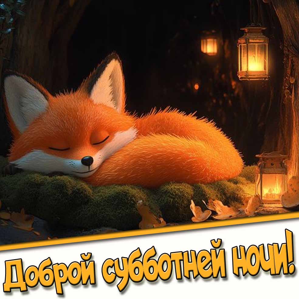 Доброй субботней ночи! - осенняя открытка с лисичкой