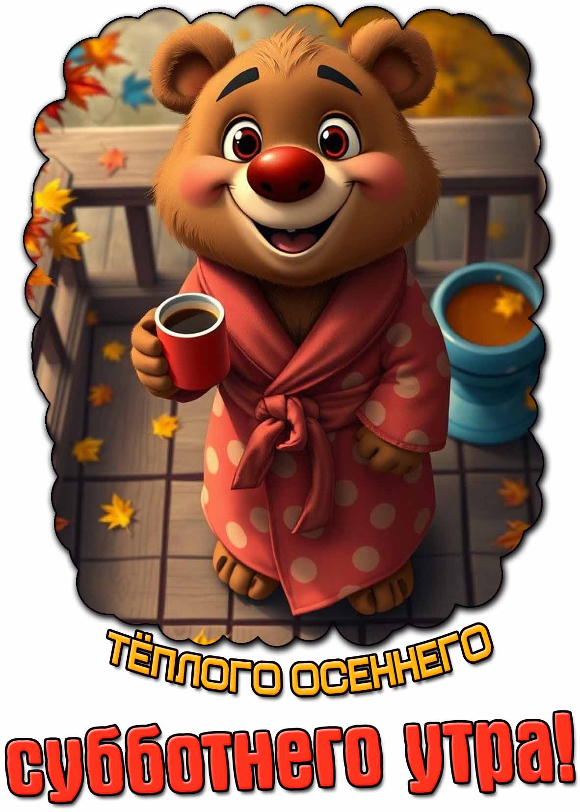 Открытка тёплого осеннего субботнего утра