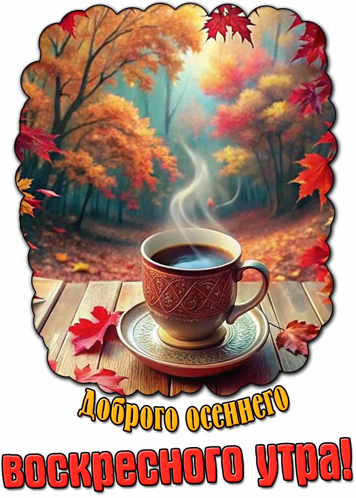 Открытка доброго осеннего воскресного утра
